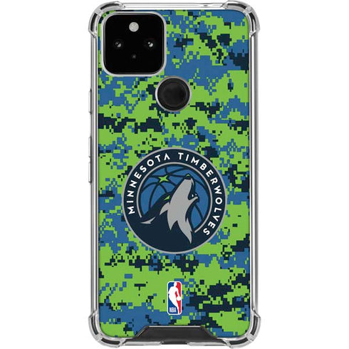NBA Minnesota Timberwolves Digi Camo Google Pixel 5 Clear Case